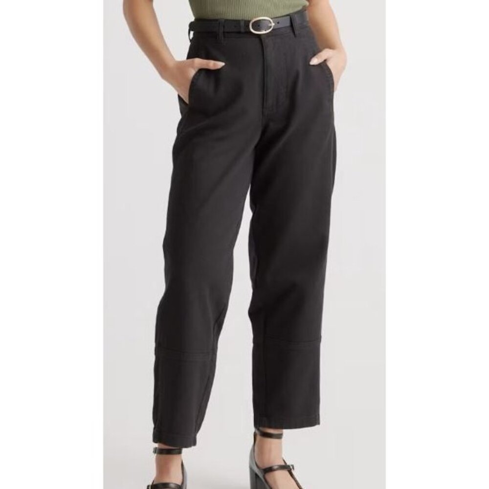 Quince Black Cropped Straight-Leg Jeans